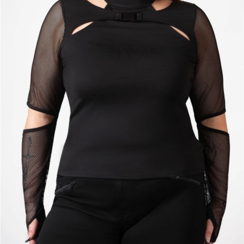 Killstar Black Cut Out fishnet top Laser Beam. Rare!